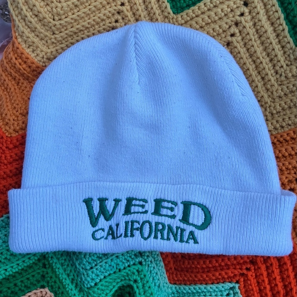 Otto white & green beanie from northern California town